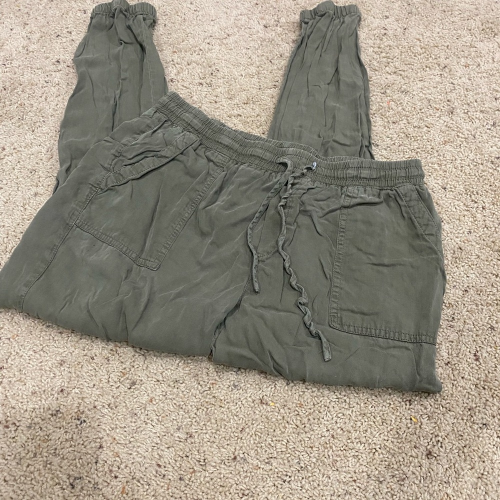 Thread & Supply Olive Green Jogger Pants Size L Elastic Waist Drawstring Utility
